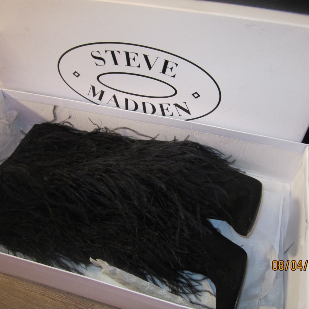 Steve Madden Black Feathered Footwear Alessandra boots